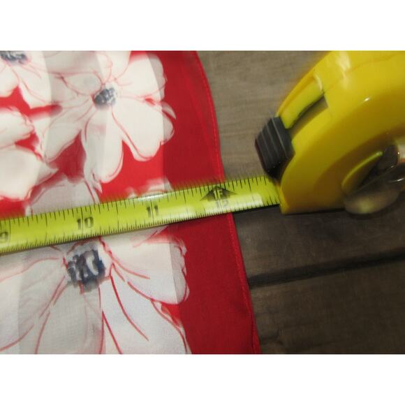 Ralph Lauren Floral 100% Silk Scarf Red and White Daisy Print 12” X 52” NEW Gift - Picture 6 of 7